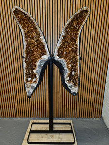 PRIVATE ORDER - Citrine Angel wings Butterfly wings on stand - The money Stone