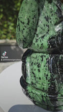Load and play video in Gallery viewer, Lord Ganesha in Ashirvad posture Gesture of Blessing Ruby Zoisite Tanzania
