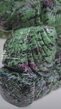 Load and play video in Gallery viewer, Lord Ganesha in Ashirvad posture Gesture of Blessing Ruby Zoisite Tanzania
