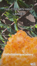 Load and play video in Gallery viewer, Citrine Cluster on gold Stand - Druzy - Yellow - Citrine Raw
