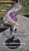 Load and play video in Gallery viewer, SPINNING AMETHYST ON STAND - STUNNING PATTERNS - SITTING COBRA
