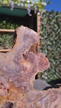 Load and play video in Gallery viewer, Pink Amethyst on gold stand Tower Cathedral druzy
