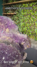 Load and play video in Gallery viewer, Amethyst Flower on Gold stand Active
