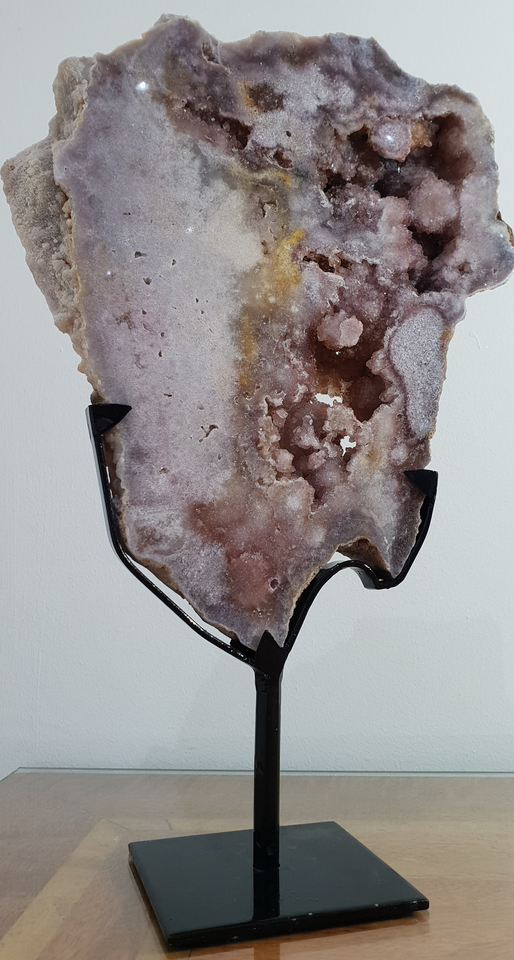 Pink Amethyst Druzy Slab Elite Quality level with Hand made Stand