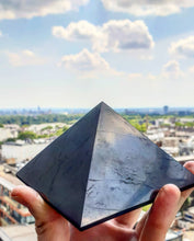 Load image into Gallery viewer, Shungite Polished Pyramid - 10cm / 100mm 5G EMF Protection
