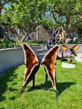 Load image into Gallery viewer, Heated Citrine Angel wings Butterfly wings on stand - MONARCH
