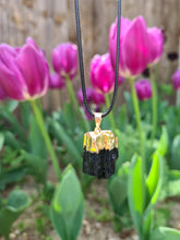Load image into Gallery viewer, Black Tourmaline Raw Gold or Silver pendant
