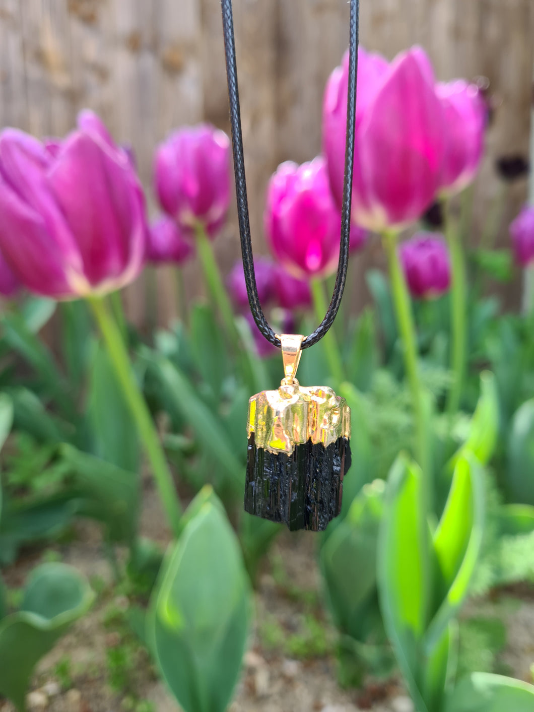 Black Tourmaline Raw Gold or Silver pendant