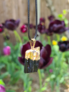 Tourmaline Raw Gold or Silver pendant