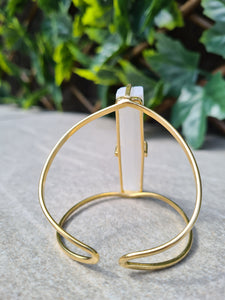 Selenite Ring and Selenite Cuff Bracelet adjustable