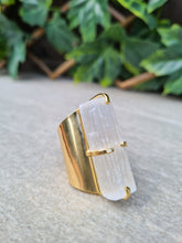 Load image into Gallery viewer, Selenite Ring and Selenite Cuff Bracelet adjustable
