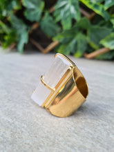 Load image into Gallery viewer, Selenite Ring and Selenite Cuff Bracelet adjustable
