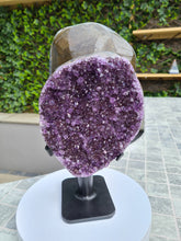 Load image into Gallery viewer, Amethyst double sided spinning stand with calcite from Uruguay - TWICE AS NICE
