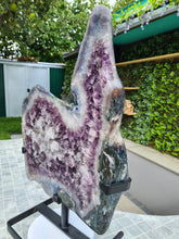 Load image into Gallery viewer, Amethyst polished tortoise shell style on stand from Uruguay
