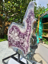 Load image into Gallery viewer, Amethyst polished tortoise shell style on stand from Uruguay
