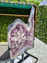 Load image into Gallery viewer, Amethyst polished tortoise shell style on stand from Uruguay
