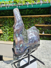 Load image into Gallery viewer, Amethyst polished tortoise shell style on stand from Uruguay
