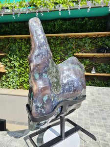 Amethyst polished tortoise shell style on stand from Uruguay