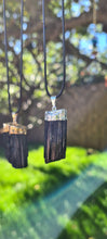 Load image into Gallery viewer, Black Tourmaline Raw Gold or Silver pendant
