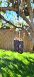 Black Tourmaline Raw Gold or Silver pendant