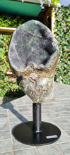 Load image into Gallery viewer, Green Druzy spinning Amethyst Jasper from Uruguay ultra high grade ++ on stand - Dual Green
