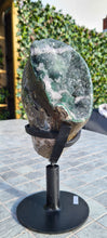 Load image into Gallery viewer, Green Druzy spinning Amethyst Jasper from Uruguay ultra high grade ++ on stand - Dual Green
