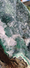 Load image into Gallery viewer, Green Druzy spinning Amethyst Jasper from Uruguay ultra high grade ++ on stand - Dual Green
