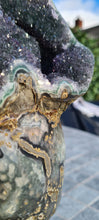 Load image into Gallery viewer, Green Druzy spinning Amethyst Jasper from Uruguay ultra high grade ++ on stand - Dual Green
