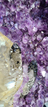Load image into Gallery viewer, Amethyst Deep Purple with calcite on stand from Uruguay - SE Rare High Grade -
