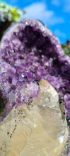 Load image into Gallery viewer, Amethyst Deep Purple with calcite on stand from Uruguay - SE Rare High Grade -

