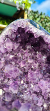 Load image into Gallery viewer, Amethyst Deep Purple with calcite on stand from Uruguay - SE Rare High Grade -
