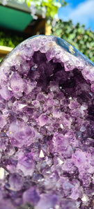 Amethyst Deep Purple with calcite on stand from Uruguay - SE Rare High Grade -