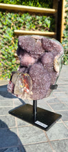 Load image into Gallery viewer, Amethyst Purple with calcite on stand from Uruguay - SE Rare High Grade - Arco-íris púrpura
