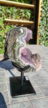 Load image into Gallery viewer, Amethyst Purple with calcite on stand from Uruguay - SE Rare High Grade - Arco-íris púrpura
