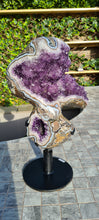 Load image into Gallery viewer, SPINNING AMETHYST ON STAND - STUNNING PATTERNS - SITTING COBRA
