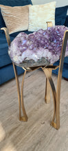 Load image into Gallery viewer, Amethyst Table with Glass top - Black Gold or silver
