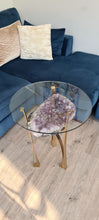 Load image into Gallery viewer, Amethyst Table with Glass top - Black Gold or silver
