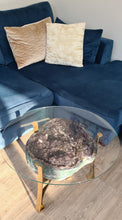 Load image into Gallery viewer, AMETHYST TABLE WITH GLASS TOP BLACK GOLD OR SILVER
