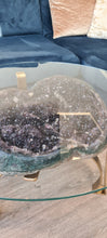 Load image into Gallery viewer, AMETHYST TABLE WITH GLASS TOP BLACK GOLD OR SILVER
