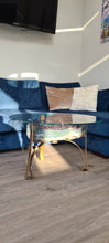 Load image into Gallery viewer, AMETHYST TABLE WITH GLASS TOP BLACK GOLD OR SILVER
