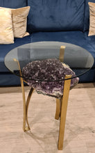 Load image into Gallery viewer, Amethyst Table with Glass top - Black Gold or silver Active
