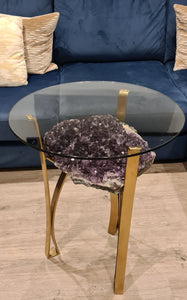 Amethyst Table with Glass top - Black Gold or silver Active