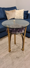 Load image into Gallery viewer, Amethyst Table with Glass top - Black Gold or silver Active
