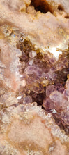 Load image into Gallery viewer, Pink Amethyst on gold stand Tower Cathedral druzy
