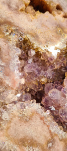 Pink Amethyst on gold stand Tower Cathedral druzy