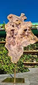 Pink Amethyst on gold stand Tower Cathedral druzy
