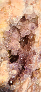 Pink Amethyst on gold stand Tower Cathedral druzy