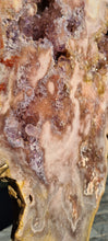 Load image into Gallery viewer, Pink Amethyst on gold stand Tower Cathedral druzy
