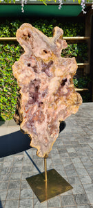 Pink Amethyst on gold stand Tower Cathedral druzy