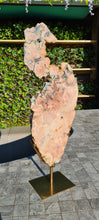 Load image into Gallery viewer, Pink Amethyst Swan on gold stand Tower Cathedral druzy Active

